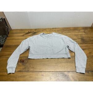 Nuuds Women's Size XS Oversized Crewneck Sweatshirt Cropped Gray
